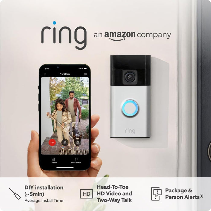 Ring New Battery Video Doorbell (Gen-3)  - Satin Nickel