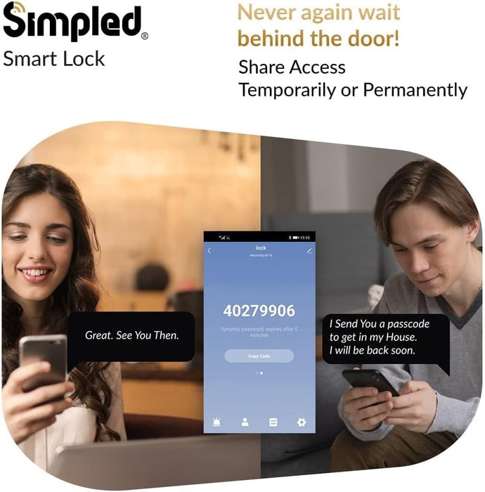 Simpled SF-SP Slim Series Smart Lock (Matt Black)