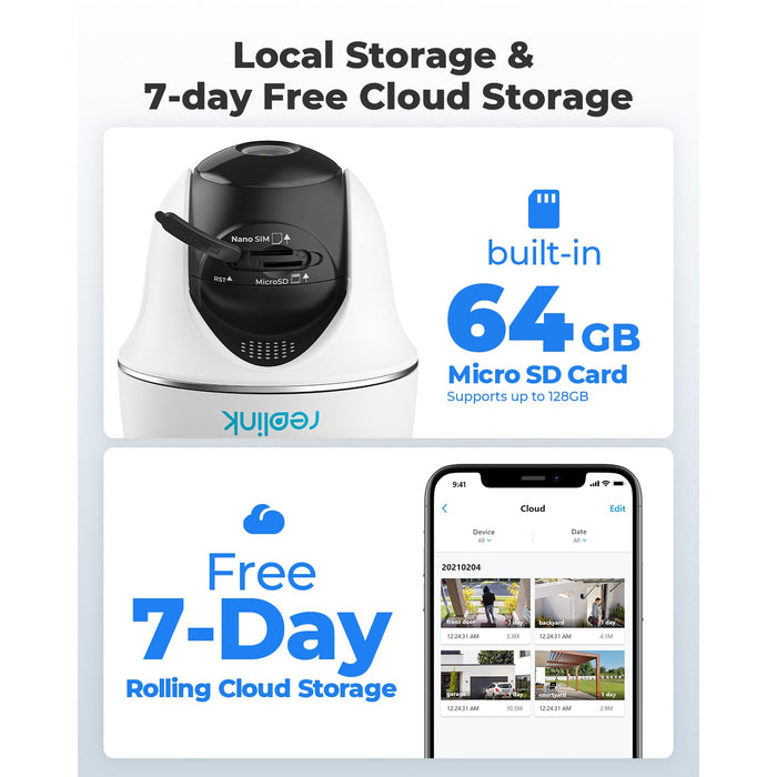Reolink 2K 4G LTE 4MP P&T Camera with 64GB MicroSD Card