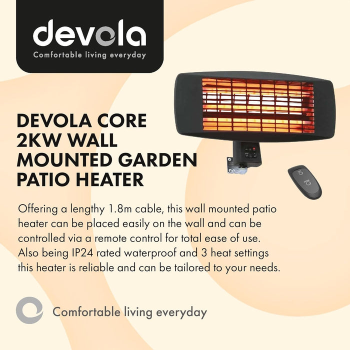 Devola Core 2kW Wall Mounted Patio Heaters