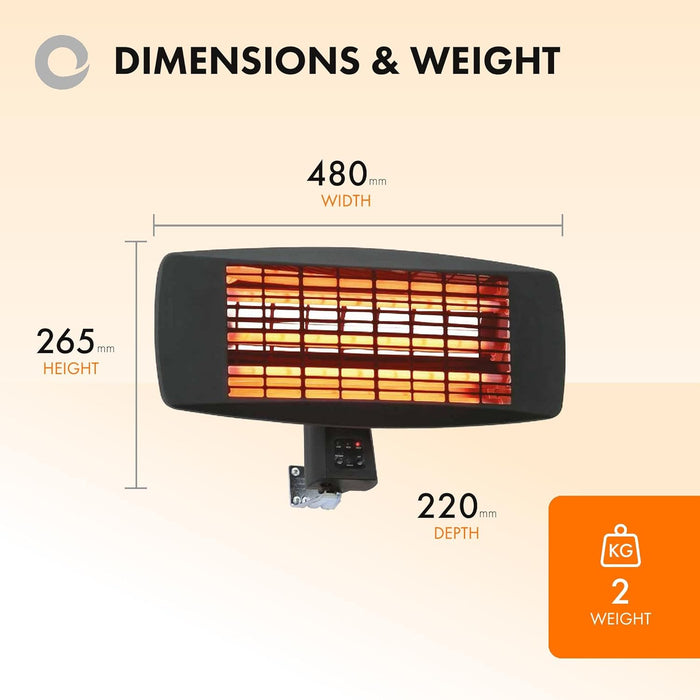 Devola Core 2kW Wall Mounted Patio Heaters