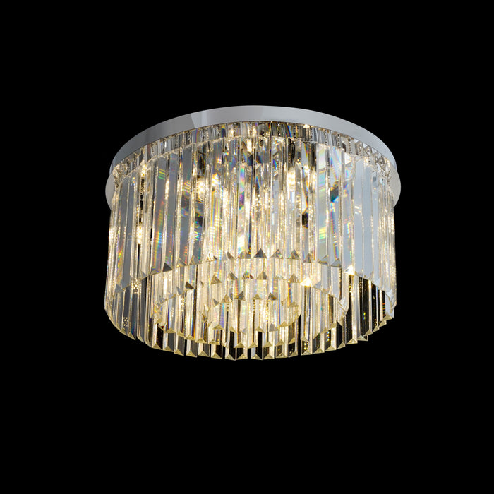 KHA1077 Flush Chrome 10 Light Crystal Chandelier