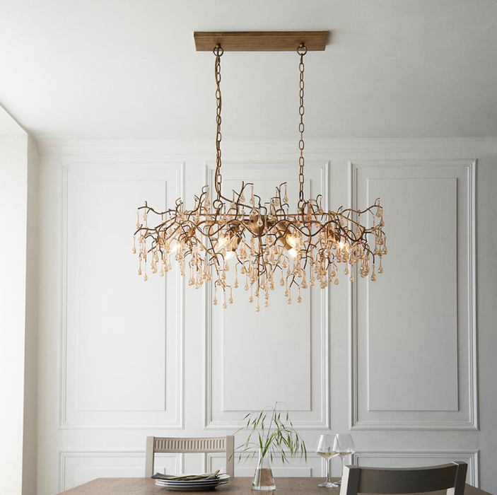 Antique Gold Champagne Teardrop Chandelier