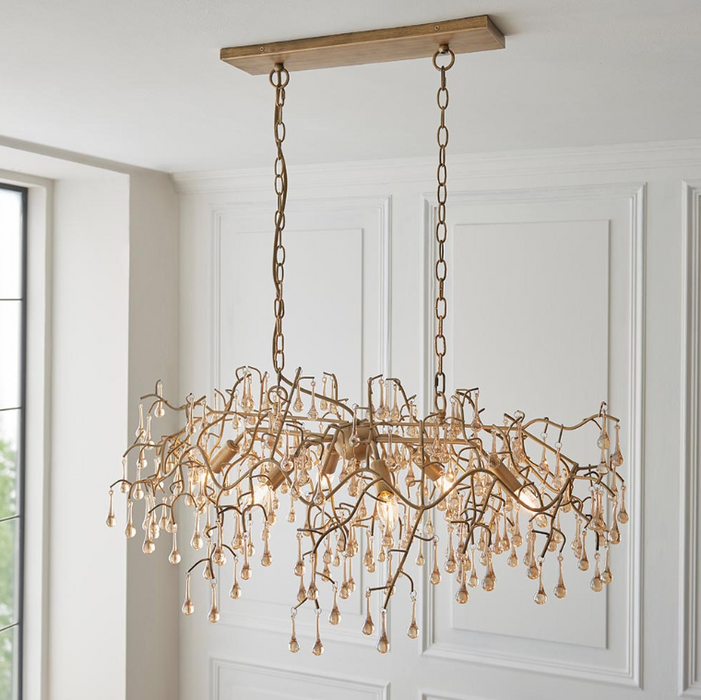 Antique Gold Champagne Teardrop Chandelier