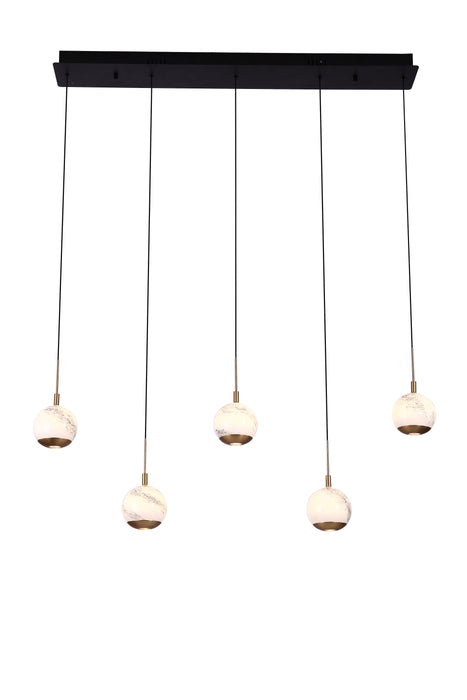 Luna 5 Light LED Glass Bar Pendant