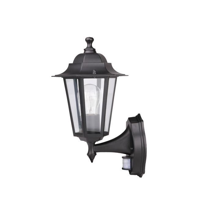 6 Sided Black PIR Lantern (S5902)