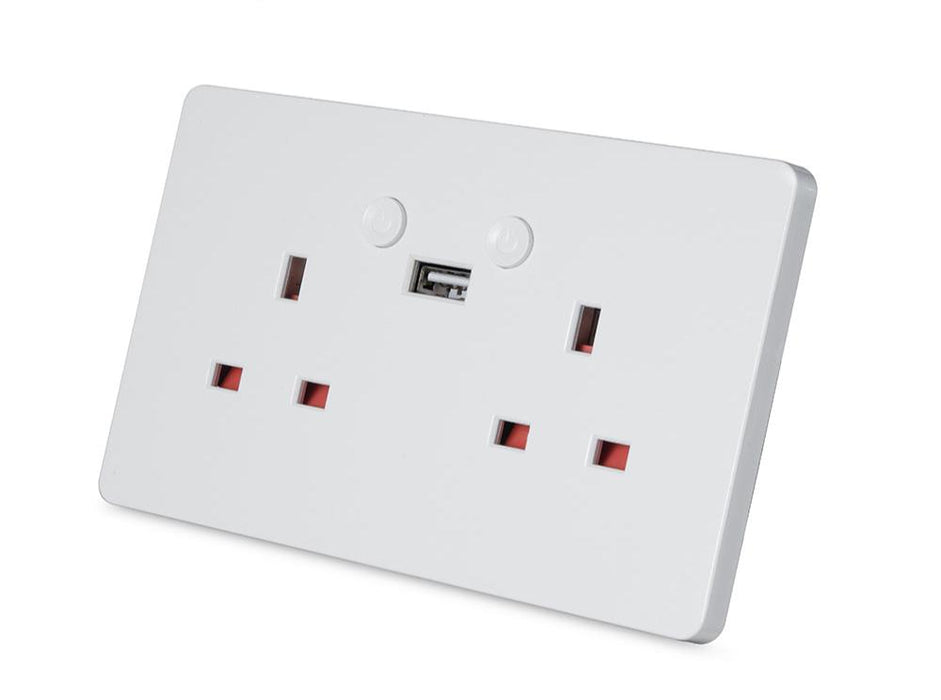 Ener-J Smart Wi-Fi Double Socket + USB (White Body) SHA5302