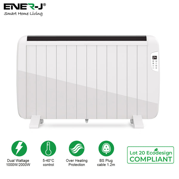 Ener J 2000W Smart Heater with Aluminium Heating Element & Remote - White