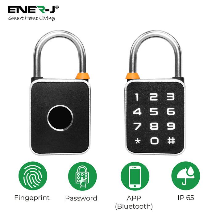 Ener J SHA5362 Smart Fingerprint & Numerical Keypad Padlock with App Control