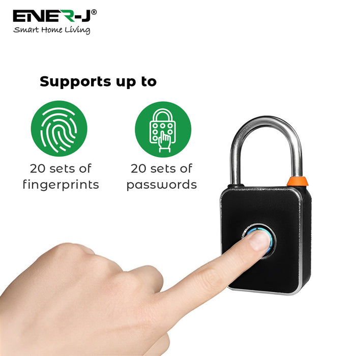 Ener J SHA5362 Smart Fingerprint & Numerical Keypad Padlock with App Control