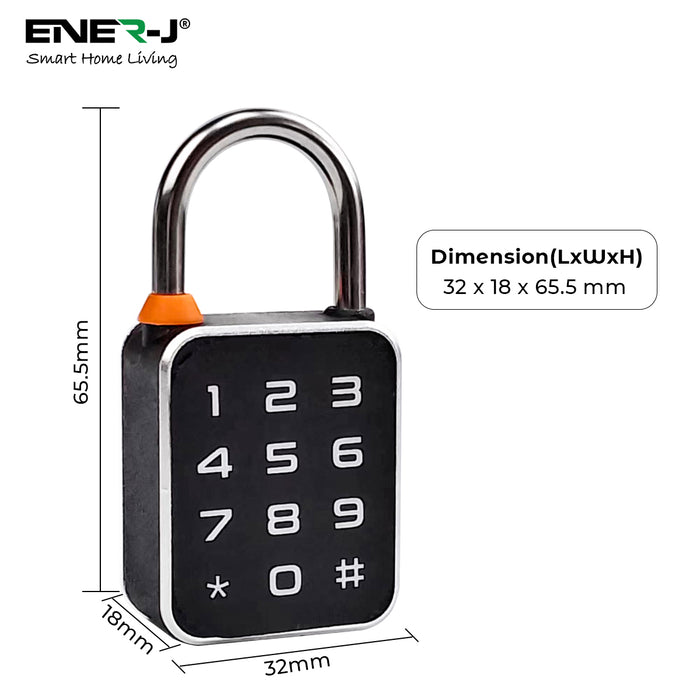 Ener J SHA5362 Smart Fingerprint & Numerical Keypad Padlock with App Control