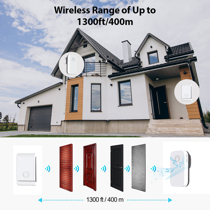 Ener J WS1077 Wireless Kinetic Doorbell and Chime with UK Plug