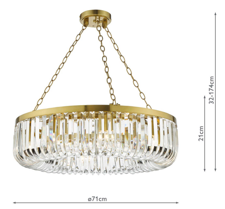 Matt Gold 8 Light Crystal Pendant