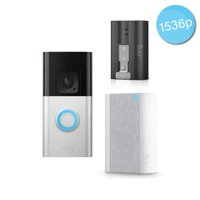 Ring Doorbell Plus Battery  1536p, Ring Chime Pro & Extra Quick Release Battery *BUNDLE*