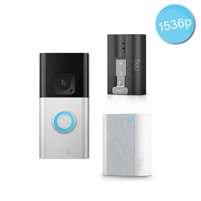 Ring Doorbell Plus Battery  1536p, Ring Chime & Extra Quick Release Battery *BUNDLE*