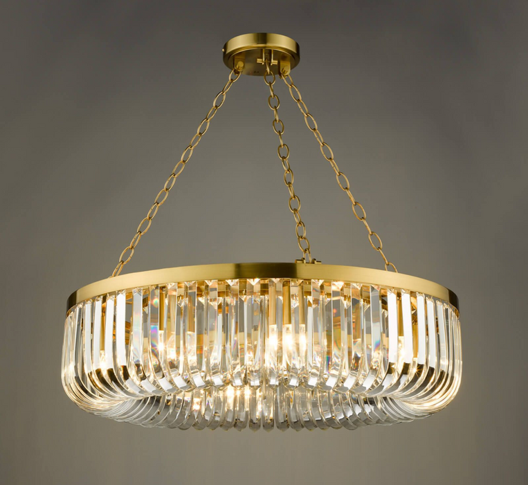 Matt Gold 8 Light Crystal Pendant