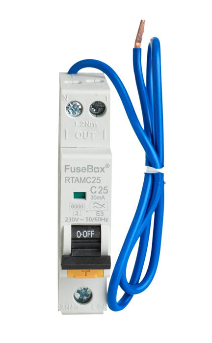 FuseBox RTAMC25 C25 Mini RCBO 6kA 2 Pole 25A C-Curve Type A