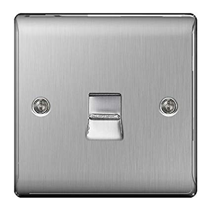 BG NBSBTM1 Brushed Steel 1 Gang Master (Primary) Telephone Socket - SND Electrical Ltd