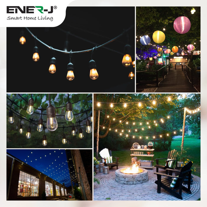 Ener J Smart 100ft LED Filament Bulb String Light Kit - 30 x 1W Bulbs Included