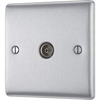 BG NBS60 Brushed Steel 1 Gang Co Axial (TV) Outlet - Television Socket - SND Electrical Ltd