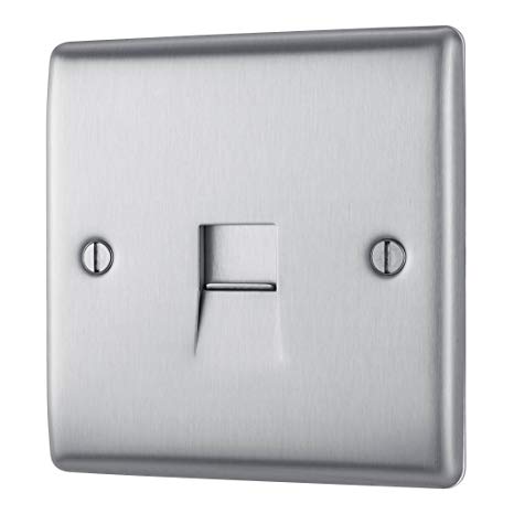 BG NBSBTS1 Brushed Steel 1 Gang Slave (Secondary) Telephone Socket - SND Electrical Ltd