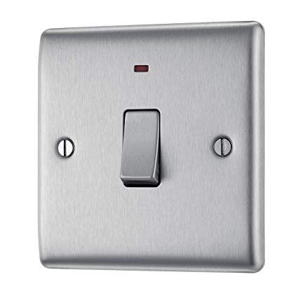 BG NBS31 Brushed Steel 20 Amp Double Pole Switch with Neon Indicator - SND Electrical Ltd