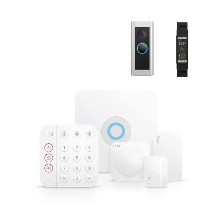 Ring 5 Piece Home Security Kit with Pro 2 Hardwired Video Doorbell *BUNDLE*