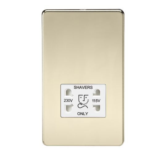 Knightsbridge SF8900PB 115V/230V Dual Voltage Shaver Socket Polished Brass MLA - SND Electrical Ltd