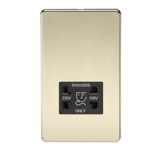 Knightsbridge SF8900PB 115V/230V Dual Voltage Shaver Socket Polished Brass MLA - SND Electrical Ltd