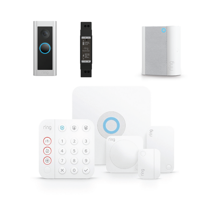 Ring 5 Piece Home Security Kit with Pro 2 Hardwired Video Doorbell & Chime (Gen 2)  *BUNDLE*