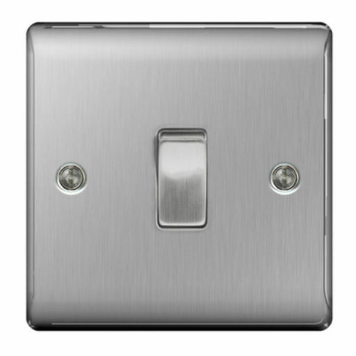 BG NBS13 Brushed Steel Intermediate 10 Amp 10AX Light Switch - SND Electrical Ltd